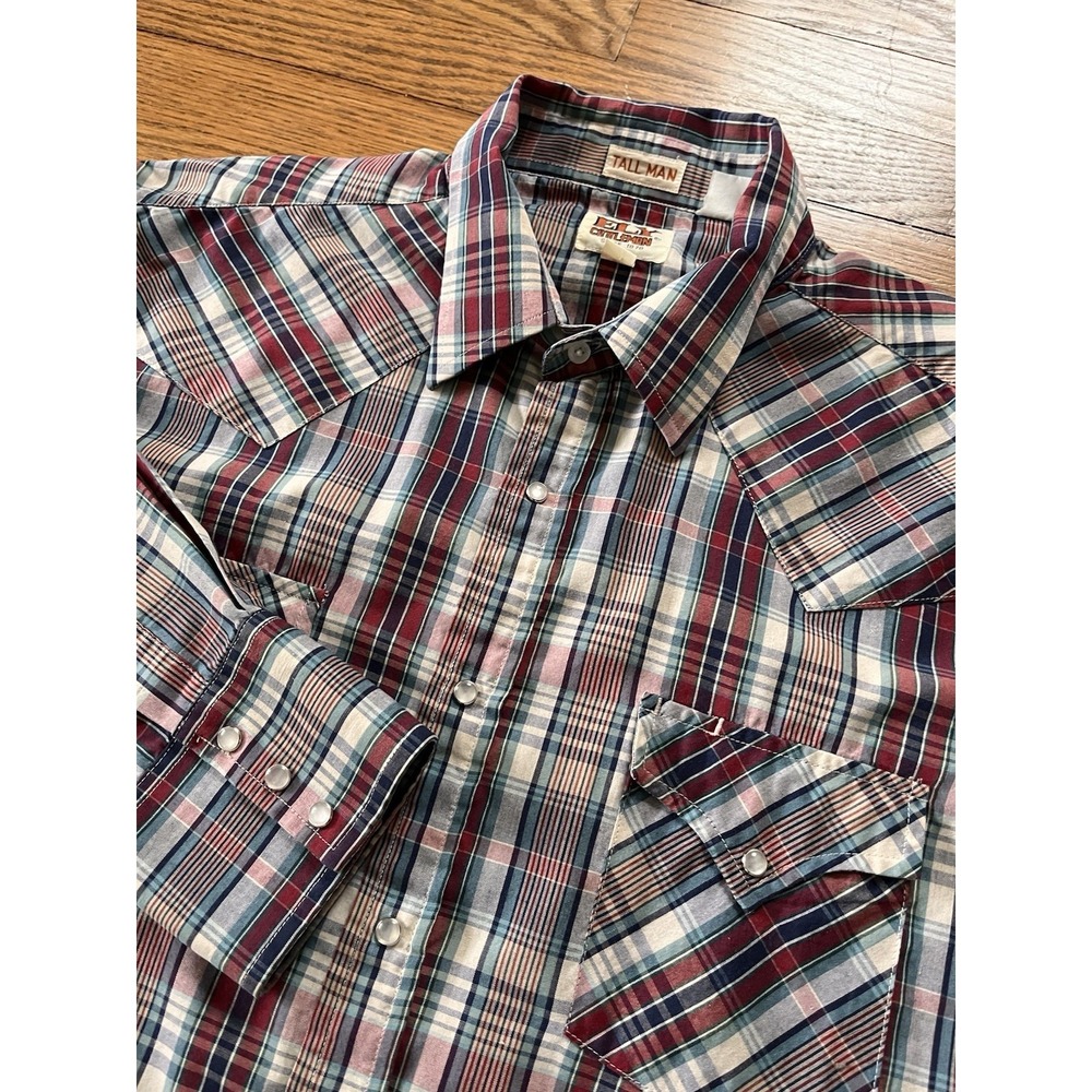 VTG Ely Cattlemen Western Multicolor Pearl Snap Shirt Men's XLT